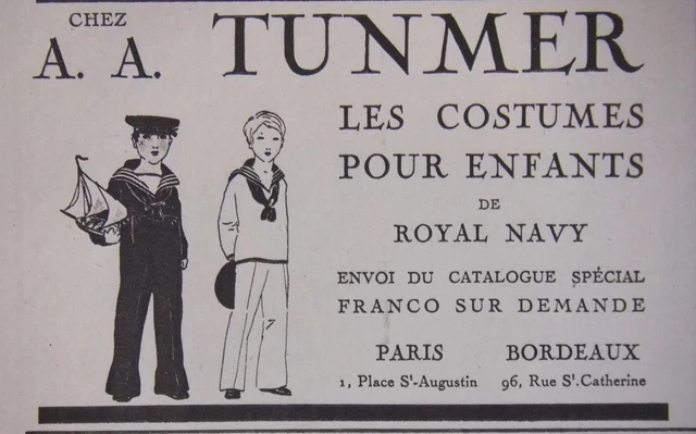 Publicité De Presse 1919 A.a.tunmer Les Costumes Pour Enfants De Royal Navy