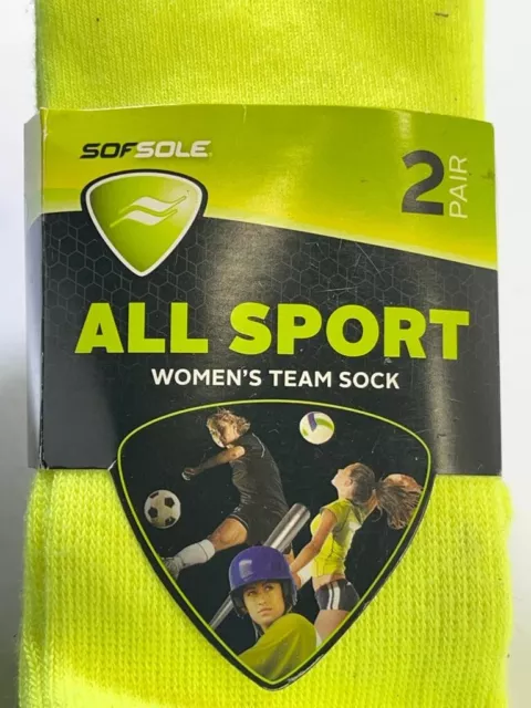 Sofsole Femmes Tout Sport Équipe Performance Chaussette 2Pair,Néon Jaune ,Grand