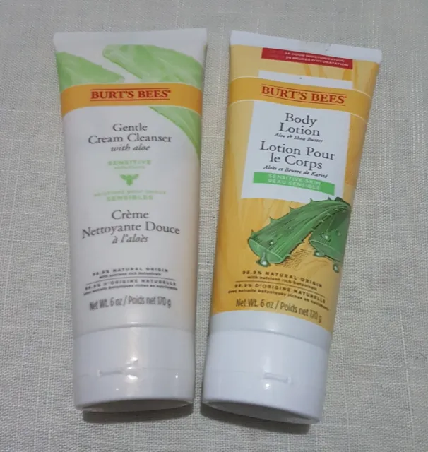 Burt's Bees Duo Body Lotion And Face Cleanser 6oz / 170g Sensitive Skin