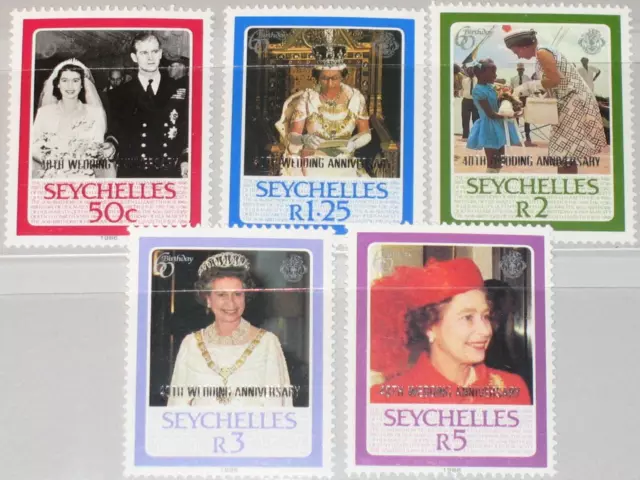 SEYCHELLES SEYCHELLEN 1987 644-48 40th Wedding Ann Royals Hochzeit QEII MNH