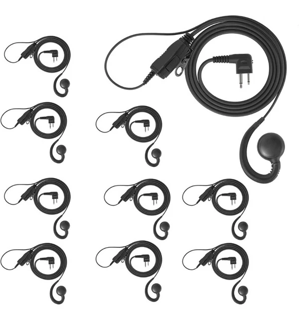 2 Pin Walkie Talkie Radio Headset/Earpiece w/ PTT Mic Compatible W/Motorola