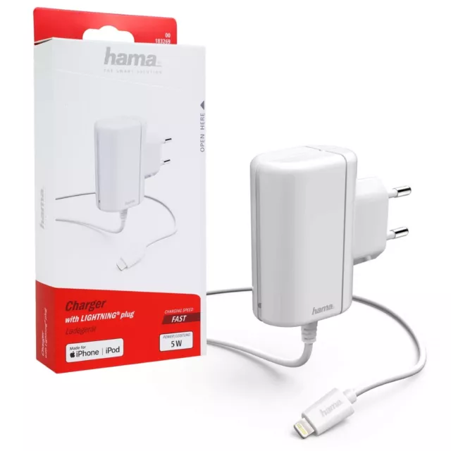 Hama Lightning Schnell Ladegerät Ladekabel Netzteil für Apple iPhone 14 13 12 11