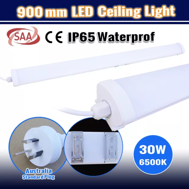 90CM LED 30W Batten Ceiling Lamp Tri-proof Fluorescent Tube Panel Bar Light 3FT