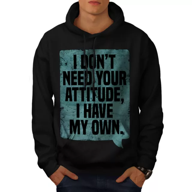 Wellcoda My Attitude Saying Funny Mens Hoodie, Have Casual Hooded Sweatshirt
