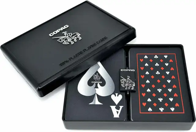 Copag EPOC Design 100% Plastic Playing Cards, Bridge Size Jumbo Index Red/Black