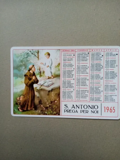 Calendarietto plastificato 1965 Segretariato Missioni Francescane- San Francesco