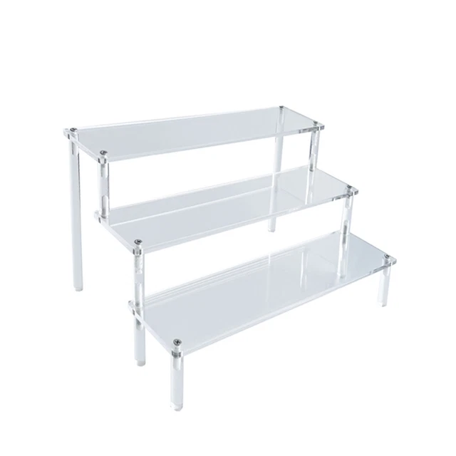 3-Tier Clear Acyrlic Riser Platform Tabletop Small Shelf Display 8X7.8X6"