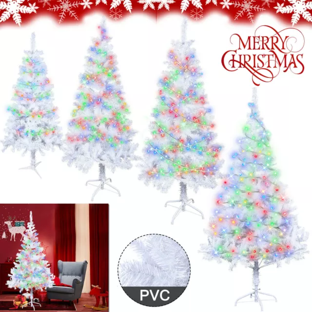 4/5/6/7ft Christmas Tree with Multicolour Lights Artificial Pine Xmas Party Home