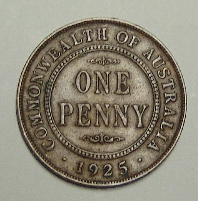 1925 Penny, scarce date, nice glossy surfaces, Good Fine. (gF)