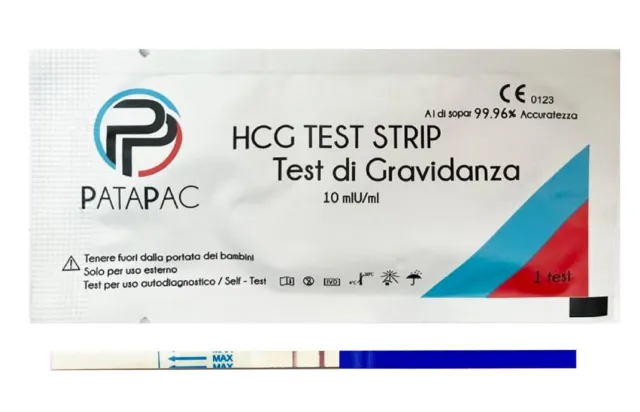 Test di Gravidanza Precoce - 10 Strisce PataPac per rilevare Beta nell' urina