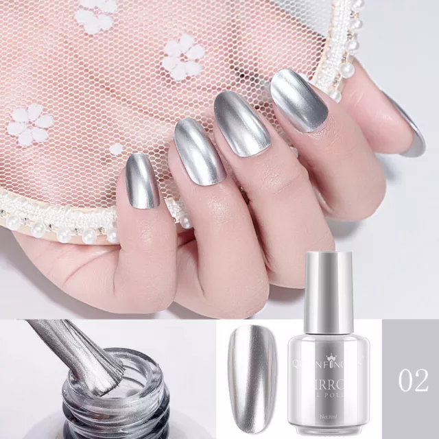 8ml Nail Polish Mirror Effect Metallic Color Quick-drying Nail Art DIY Manicure