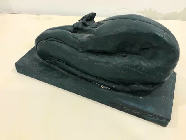 Domenico Mazzone: Clay/plaster Sculpture, Woman in Yoga Pose (Child's Pose)
