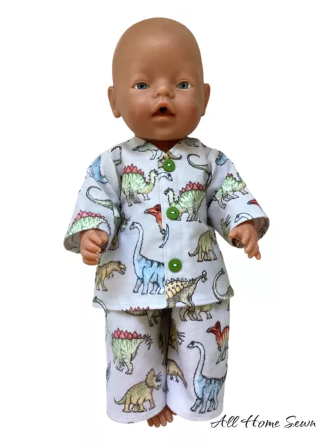 DOLLS CLOTHES FOR 17" BABY BORN DOLL *🦕 Dinosaurs 🦕 ~ Boys ~ Winter Pyjamas*