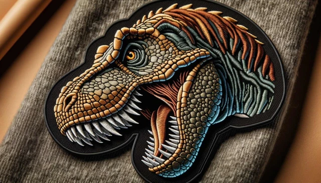 Tyrannosaurus rex Dinosaur Patch Embroidered Iron-on Applique T-rex Raptor
