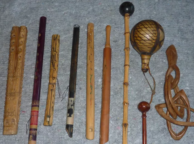 Afrika Kunst Sammlung 10 Voodoo Musikinstrumente Flöten Phallus etc.