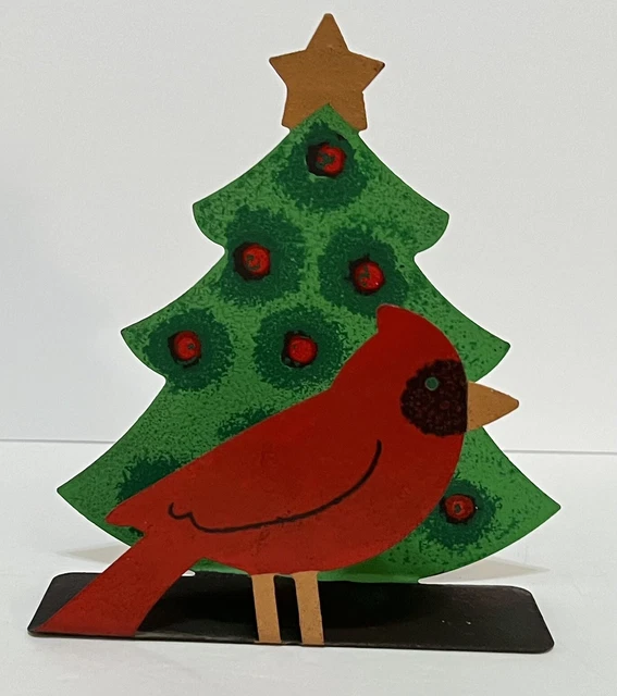 Christmas Napkin Holder Cardinal Kitchen Metal Card Mail Red Bird Home Farmhouse