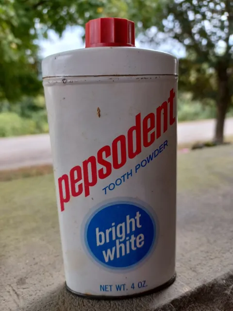 Pepsodent Giant Size Bright White Advertising Tooth Powder Vintage Tin Full
