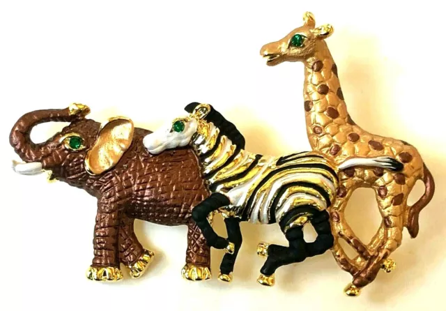Animal Pin Elephant Zebra Giraffe Safari Swarovski Crystal Brooch Rucinni New