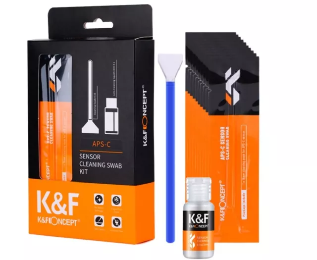 K&F Concept Sensor Reinigungs-SET APS-C 20x 16mm Swabs Staubfrei - 20ml Reiniger