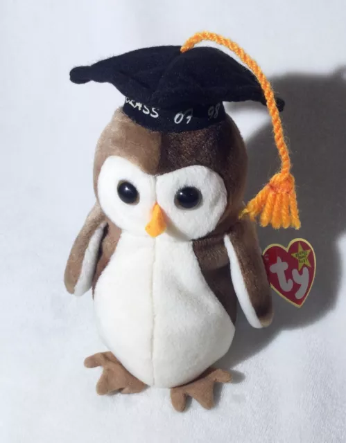 Vintage TY Beanie Baby Wise Owl Class of 1998 Graduation Graduate GORGEOUS!