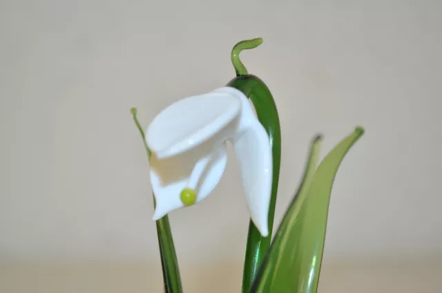 Glasblume Blume aus Glas Schneeglöckchen stehend, Handarbeit 3