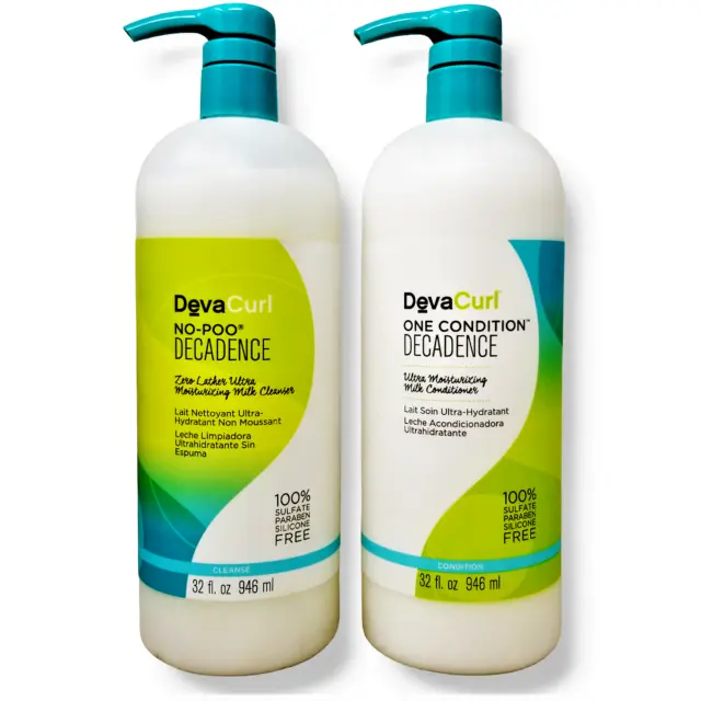 DevaCurl No-Poo Zero Lather Cleanser & One Condition DECADENCE Liter Duo 32 oz