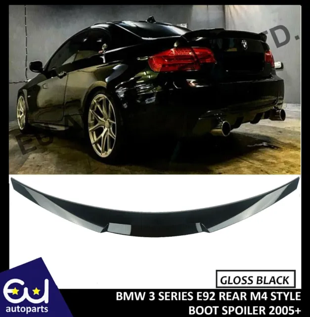 For Bmw 3 Series E92 2005+ Rear Boot Spoiler Trunk Lid Wing M4 Style Gloss Black