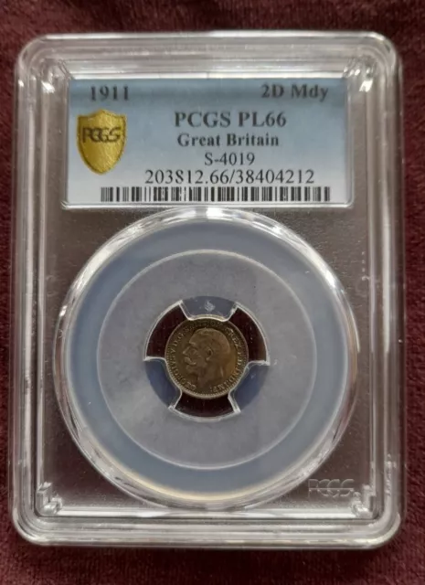 1911 Britain George V  MAUNDY 2d PCGS PL 66 