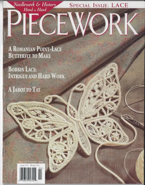 PIECEWORK Magazine Jan/Feb 2001 Romanian Point lace-Bobbin lace- Jabot to tat