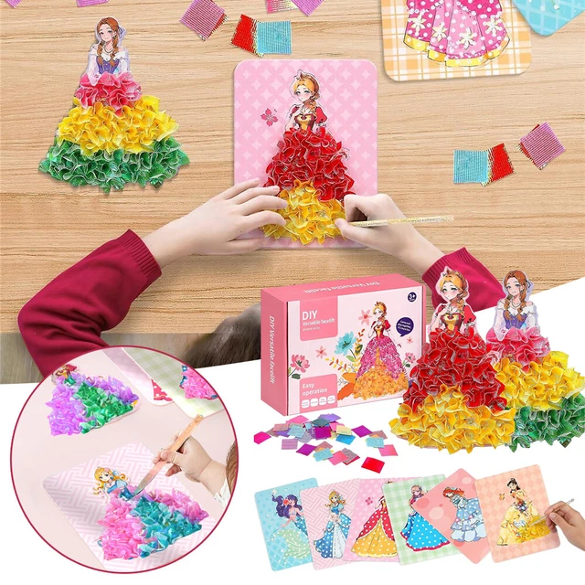 Creative Puzzle Puncture Painting Craft For Kids Princess Dress-up Drawing Craft