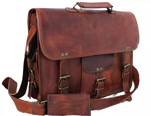 Mens Genuine Vintage Leather Satchel Messenger Man HandBag Laptop Briefcase  Bag