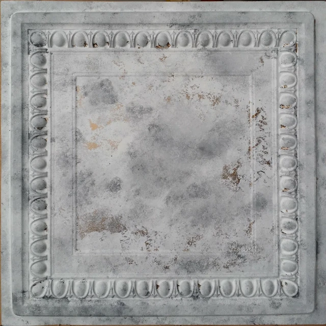 Retro ceiling tiles faux tin distress white gray decor wall panel PL06 10pcs/lot