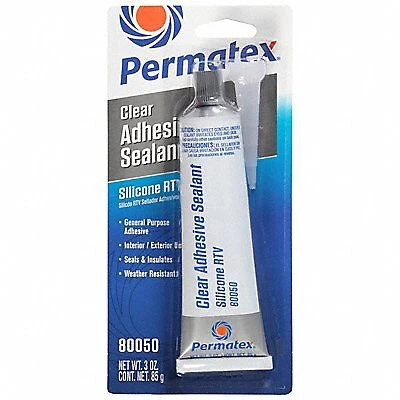 Permatex Gasket Sealant: Silicone RTV, 3 oz, Tube, Clear, For Food and Beverage