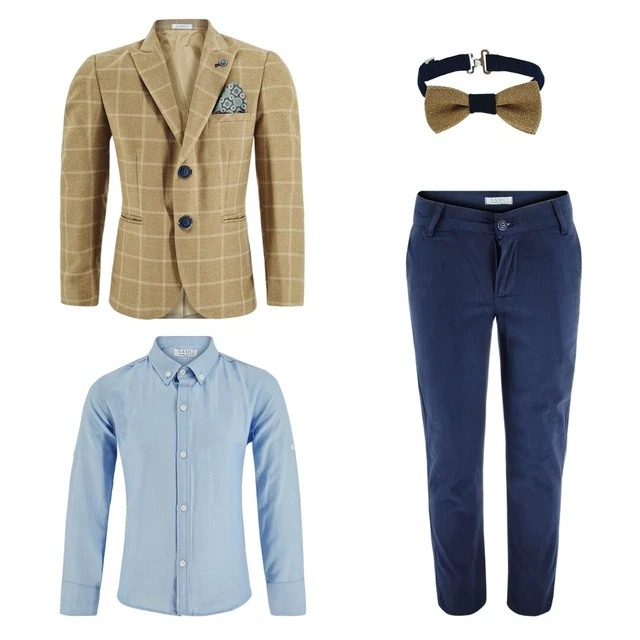 Abiti per ragazzo 4 pezzi tuta matrimonio festa ballo smart look formale 1-10 anni Regno Unito