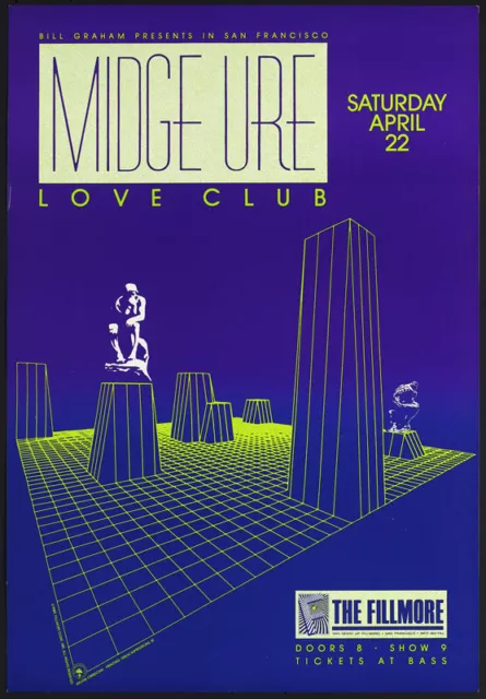 Midge Ure Love Club Fillmore San Francisco 4/22/1989 Poster Arlene Owseichik F89