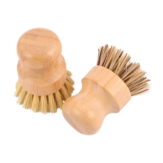 2 piezas cepillo de bambú maderas herramientas de limpieza mini cepillo de fregar