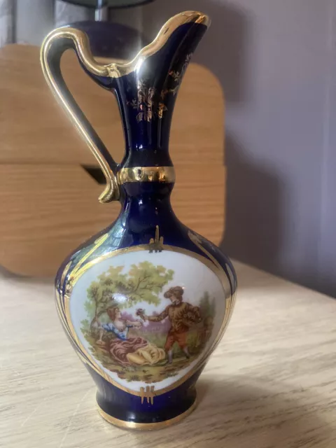 Baroque Cobalt Blue Gold Vase Fragonard Porcelain Vintage