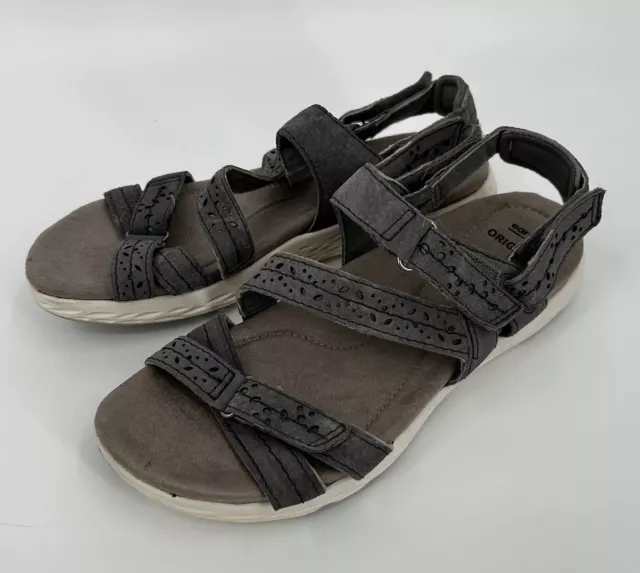Earth Origins Sandals Womens 8M Westfield Wendy Strappy Slingback Grey Leather