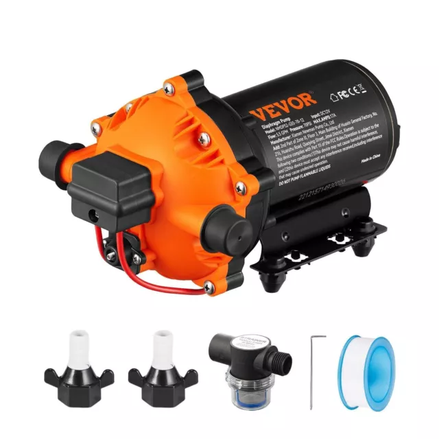 VEVOR 12V Water Pressure Diaphragm Pump Self-Priming 70PSI 5.5GPM Boat RV Lawn VEVOR 12V Water Pressure Diaphragm Pump Self-Priming 70PSI 5.5GPM Boat RV Lawn