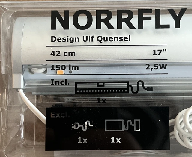IKEA NORRFLY LICHTLEISTE leuchte Lampe LED 42 Schrank Beleuchtung PAX ...