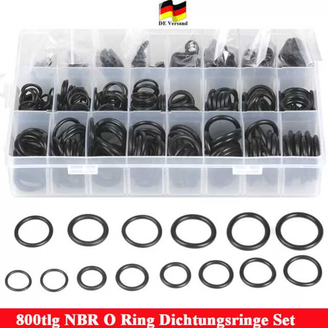 800Pcs O Ringe Sortiment NBR Gummi Dichtringe KFZ O-Ring Dichtung Dichtungsringe