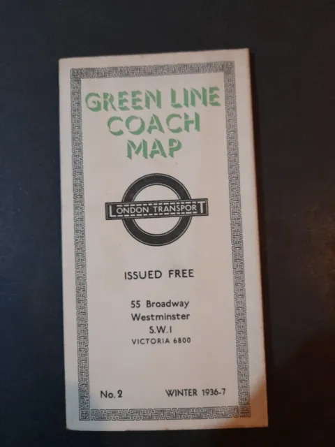 London Transport Green Line Coach Map No 2 Winter 1936-7