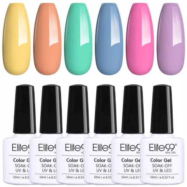 Elite99 6pcs Kit de Esmaltes Semipermanentes de Uñas en Gel UV LED, 10ml,