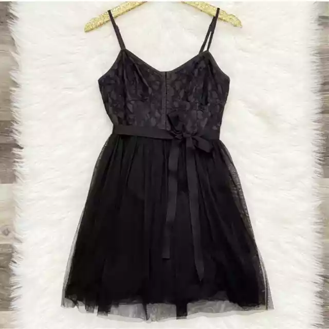 American Eagle Outfitters Black Lace Tulle Mini Sleeveless Dress Womens Size 6