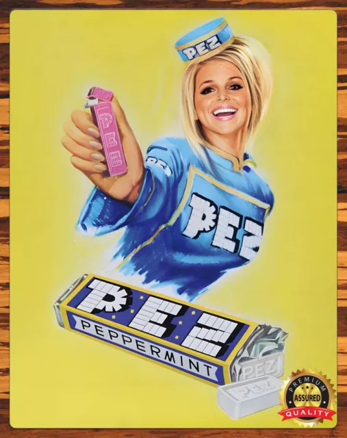 Pez - Peppermint - Restored - 1980s - Metal Sign 11 x 14