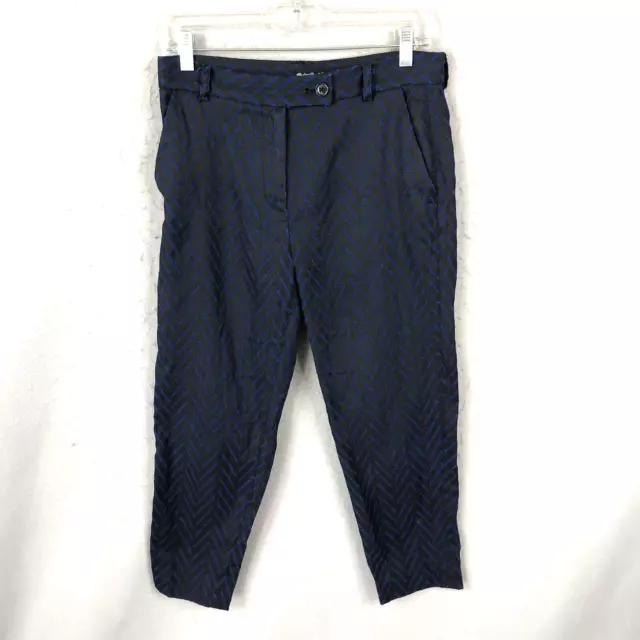 Madewell Et Sezane Pants Womens 2 Blue Chevron Crop Trouser Dress Career