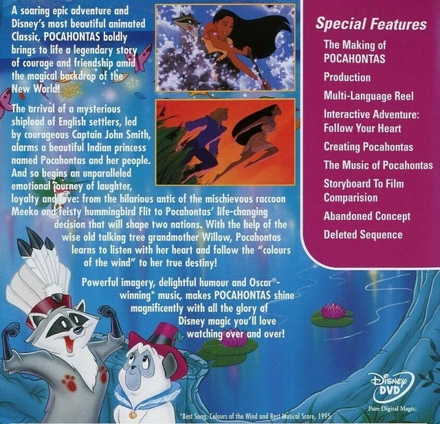Pocahontas DVD (Region 4) VGC Walt Disney Classics Collection 3