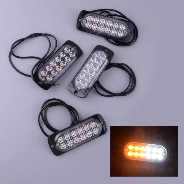 4x 12 LED Car Truck Emergency Beacon Warning Hazard Strobe Flash Light Bar