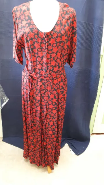 Vintage Liberty Print 100% Viscose Short Sleeve Dress - Size 16 - ID132
