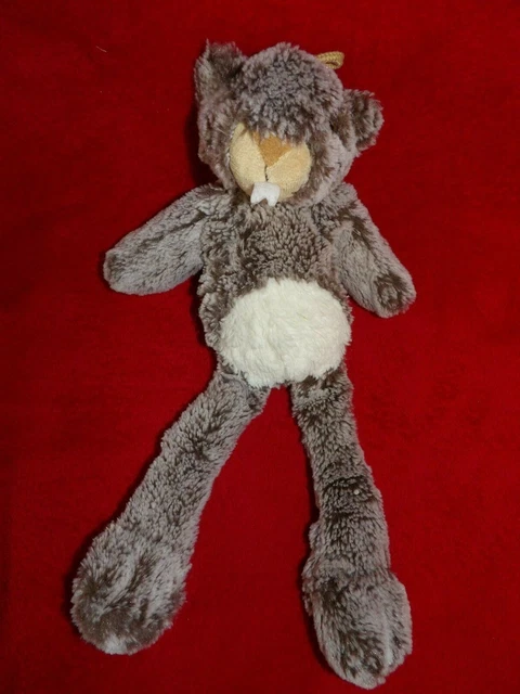 Doudou Peluche Castor Marmotte Brun chiné RODADOU RODA Beige Marron 37 cm